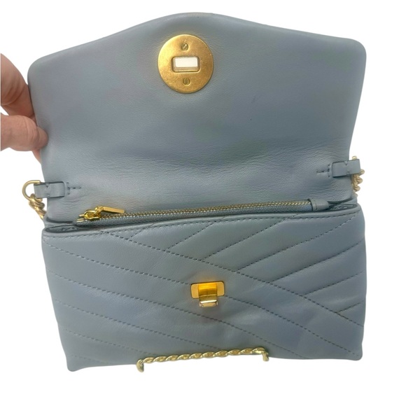 Tory Burch Kira Chevron Chain Wallet Crossbody | Cloud Blue - Picture 3 of 16